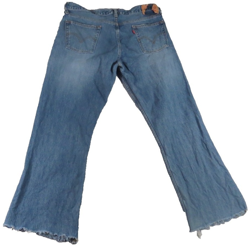 VTG Y2K Levis 527 Low Boot Cut Jeans Men 36x34 Blue Denim Distressed Faded Pants - Picture 4 of 13